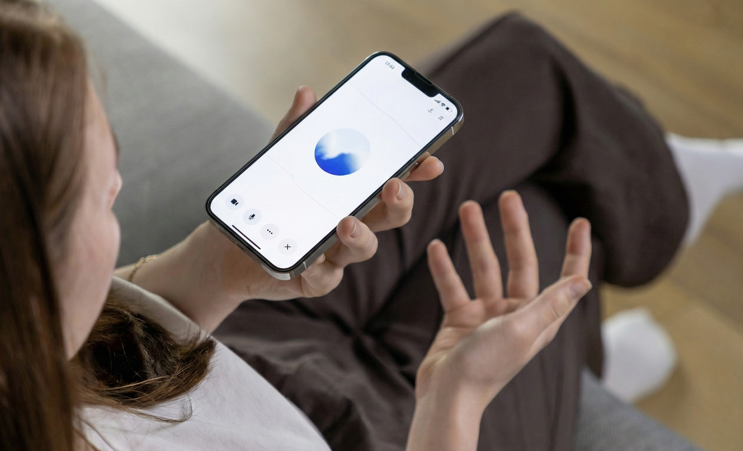 Person using AI app on phone